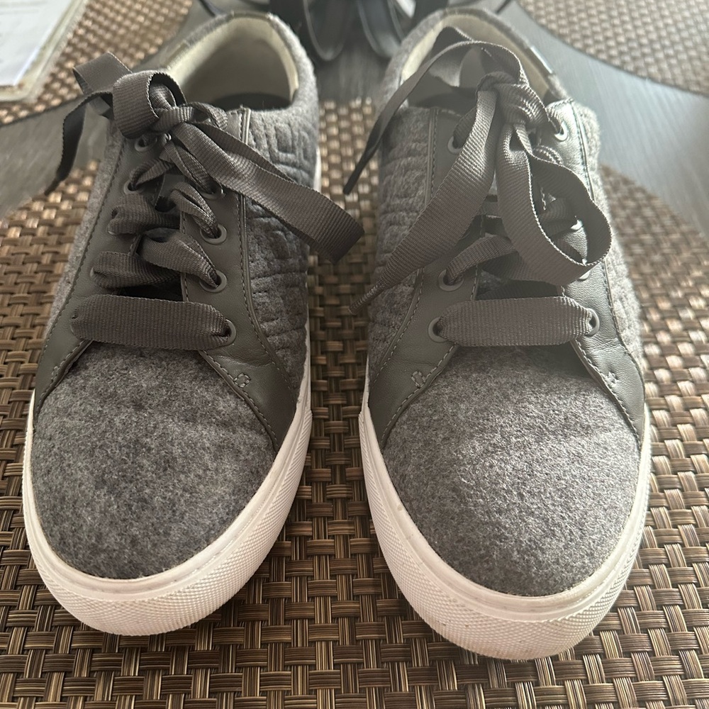 Gently used Women’s size 9 Tory Burch grey quilted sneakers